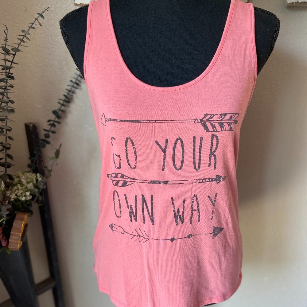 5/$10 Inspired Hearts Pink Racerback Go Your Own Way Tank L